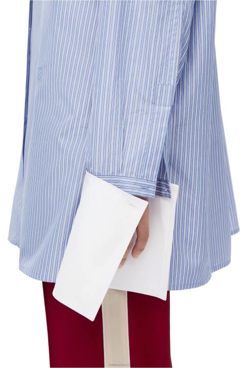 Loewe Deconstructed shirt in striped cotton 688V916 Women Blue/White