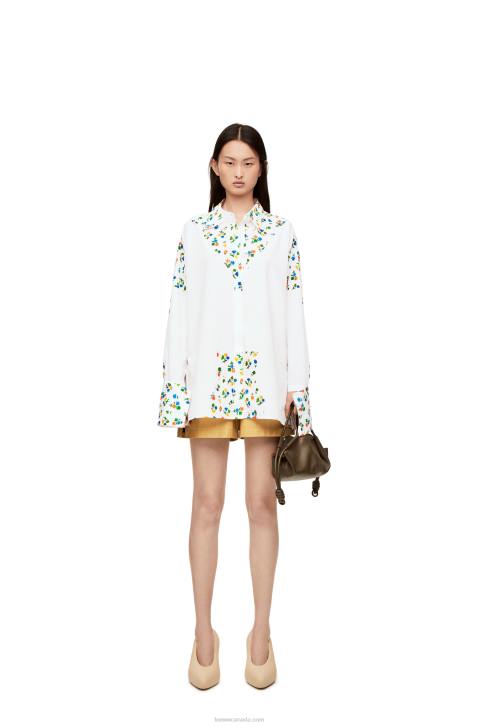 Loewe Flower deconstructed shirt in cotton poplin 688V889 Women White