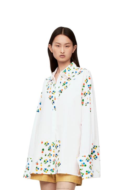 Loewe Flower deconstructed shirt in cotton poplin 688V889 Women White