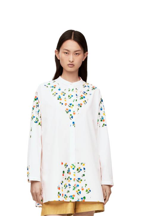 Loewe Flower deconstructed shirt in cotton poplin 688V889 Women White