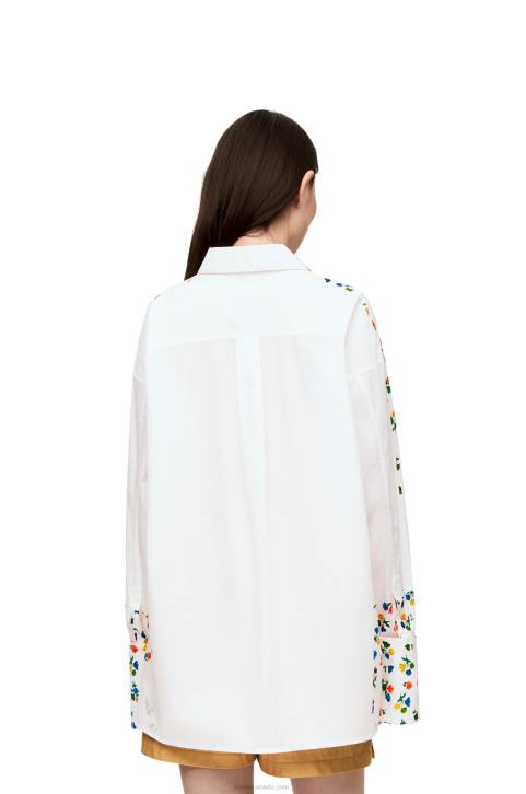 Loewe Flower deconstructed shirt in cotton poplin 688V889 Women White