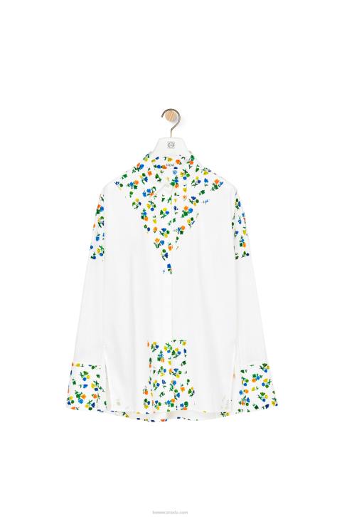 Loewe Flower deconstructed shirt in cotton poplin 688V889 Women White