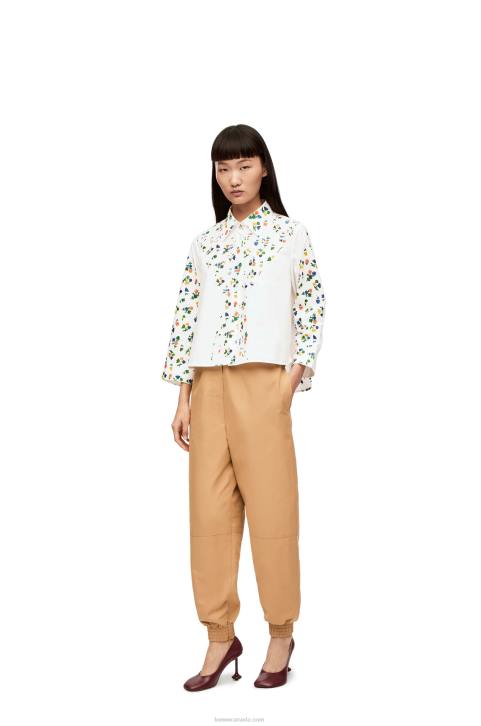 Loewe Flower trapeze shirt in cotton poplin 688V894 Women White/Multicolor