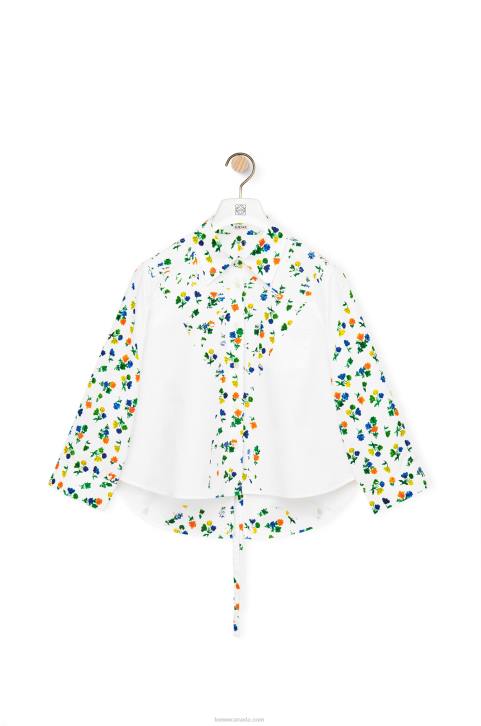 Loewe Flower trapeze shirt in cotton poplin 688V894 Women White/Multicolor