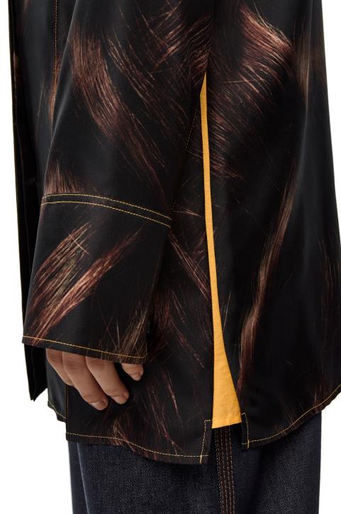 Loewe Hair print shirt in silk 688V930 Women Brown/Multicolor