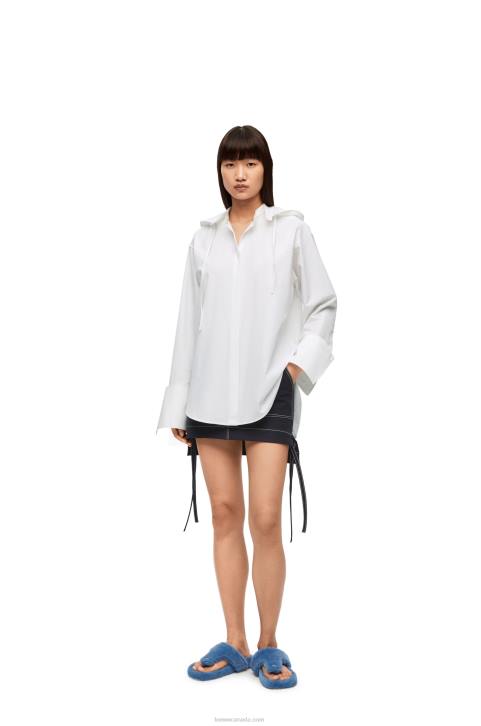 Loewe Hooded shirt in cotton 688V854 Women White