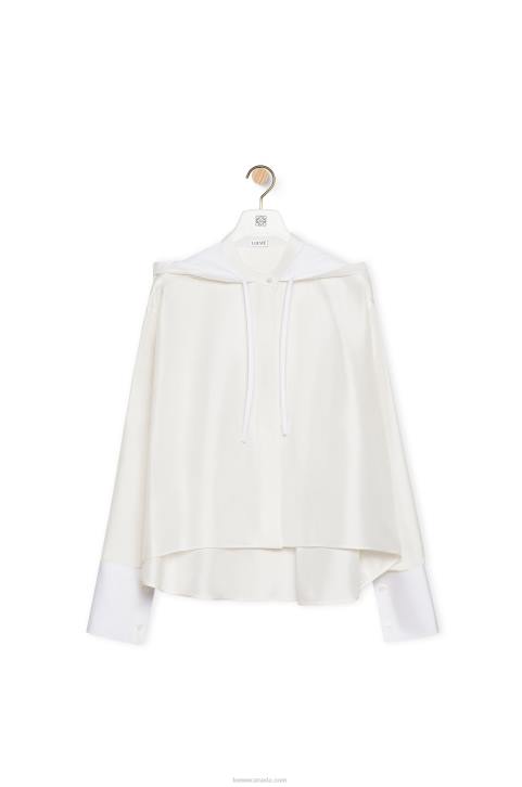 Loewe Hooded shirt in silk 688V922 Women Ecru
