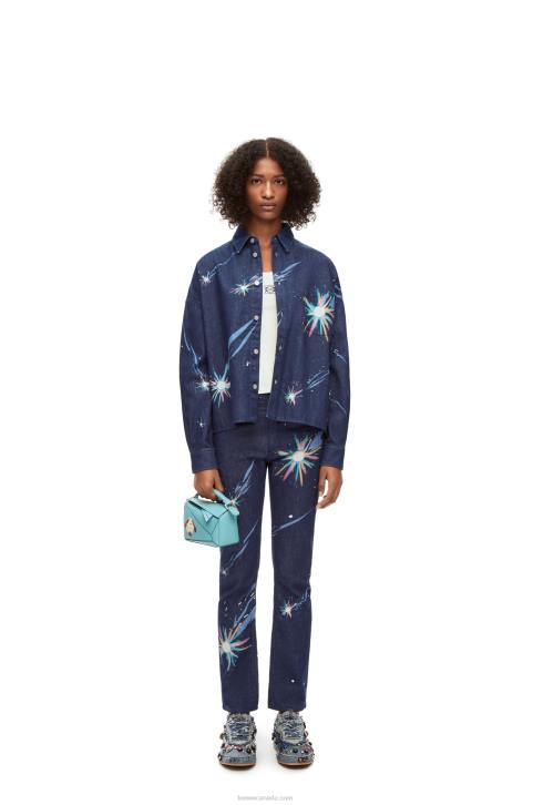 Loewe Magical Sky overshirt in denim 688V945 Women Navy Blue