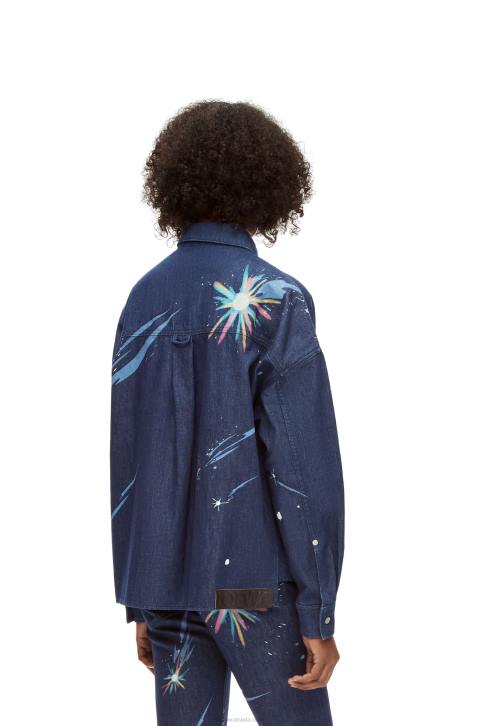 Loewe Magical Sky overshirt in denim 688V945 Women Navy Blue