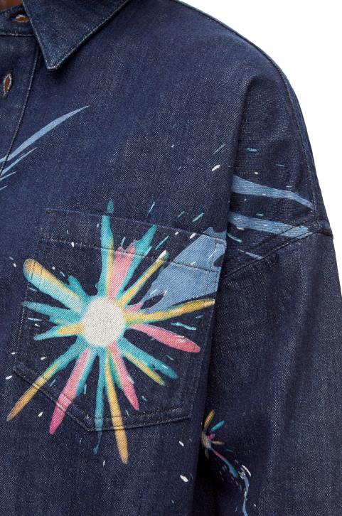 Loewe Magical Sky overshirt in denim 688V945 Women Navy Blue