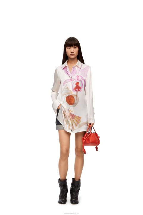Loewe Maruja Mallo shirt in silk 688V855 Women White/Multicolor