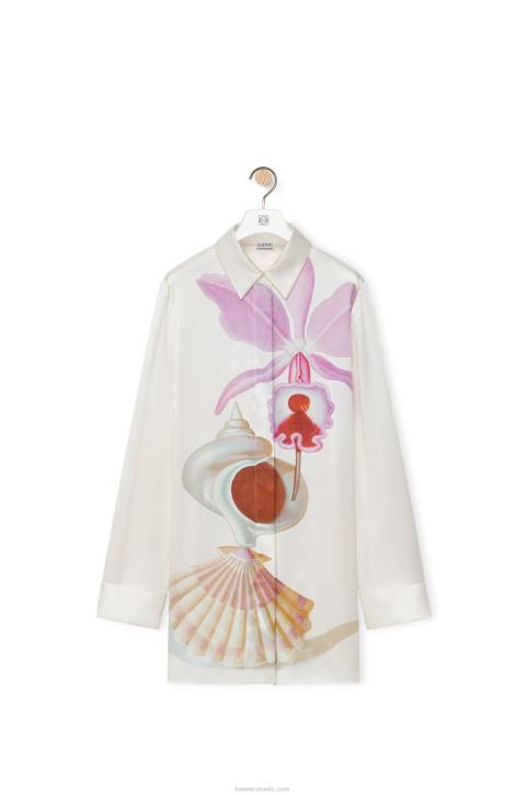 Loewe Maruja Mallo shirt in silk 688V855 Women White/Multicolor