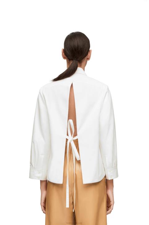 Loewe Padded trapeze shirt in cotton poplin 688V893 Women White