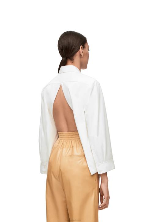 Loewe Padded trapeze shirt in cotton poplin 688V893 Women White