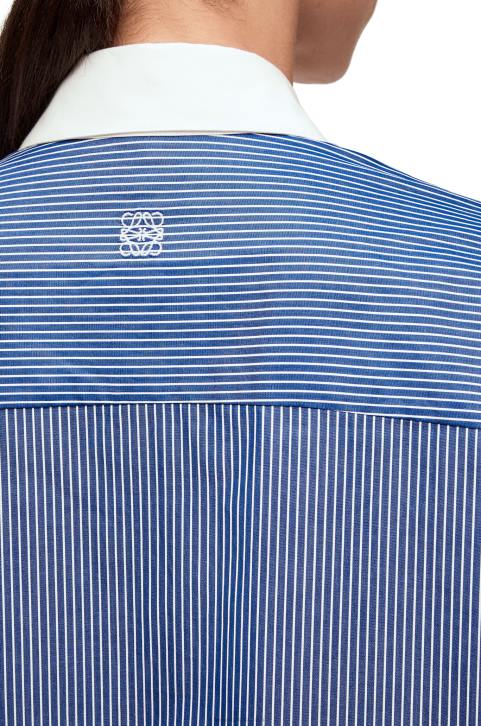 Loewe Striped plastron shirt in cotton poplin 688V892 Women Navy/White