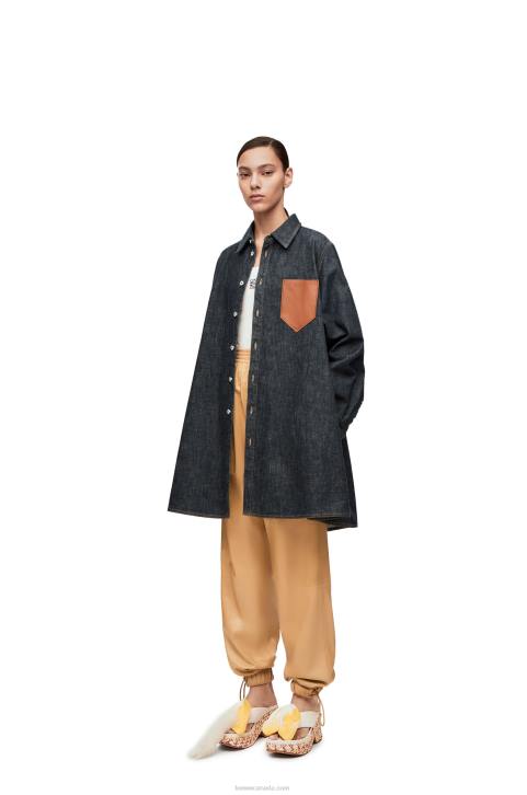 Loewe Trapeze overshirt in denim 688V896 Women Blue Denim