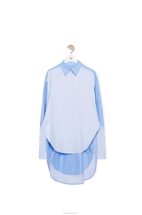 Loewe Trompe l'oeil shirt in cotton 688V920 Women Light Blue