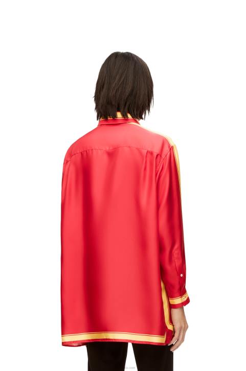 Loewe Witch of the Waste shirt in silk 688V943 Women Pink/Yellow