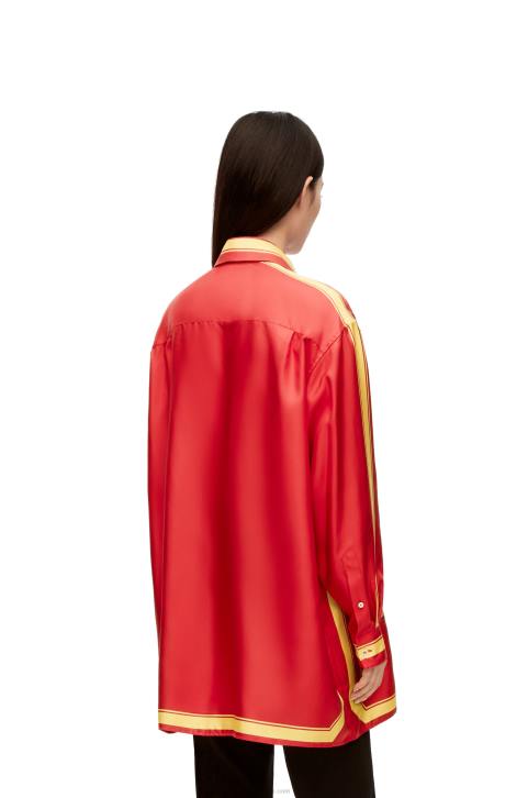 Loewe Witch of the Waste shirt in silk 688V943 Women Pink/Yellow