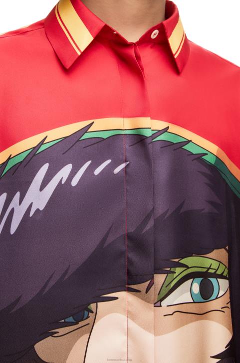 Loewe Witch of the Waste shirt in silk 688V943 Women Pink/Yellow