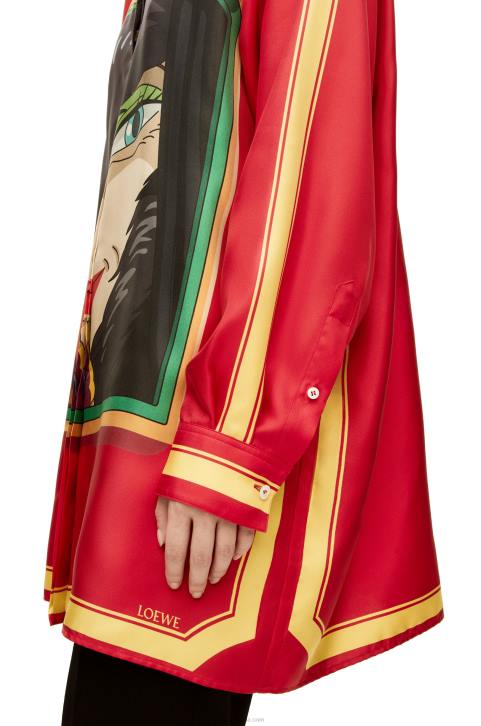 Loewe Witch of the Waste shirt in silk 688V943 Women Pink/Yellow