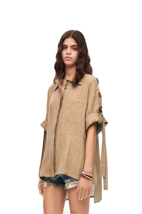 Loewe Workwear shirt in linen 688V863 Women Taos Taupe