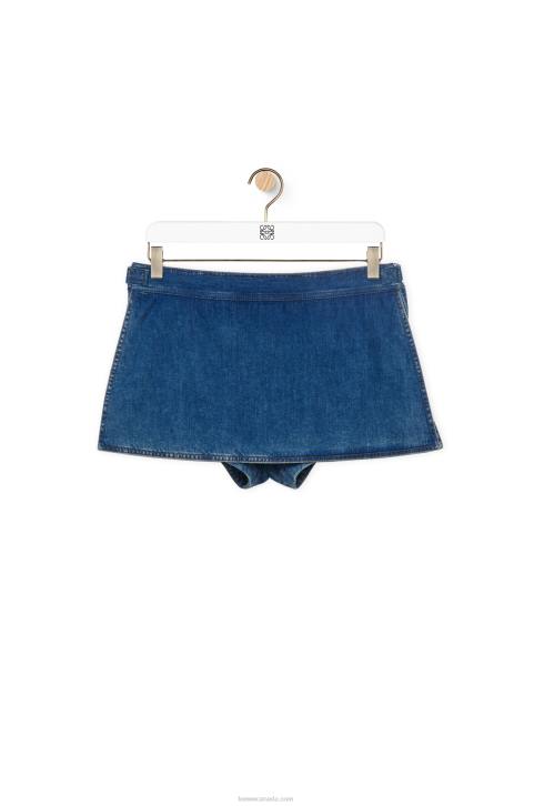 Loewe Anagram shorts in denim 688V1168 Women Medium Blue