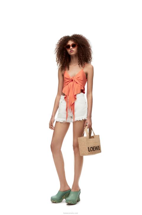 Loewe Anagram shorts in denim 688V1171 Women White