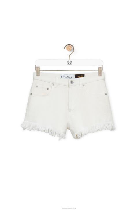Loewe Anagram shorts in denim 688V1171 Women White