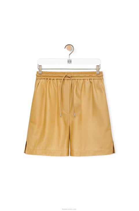 Loewe Elasticated shorts in nappa 688V1114 Women Sand/Butter