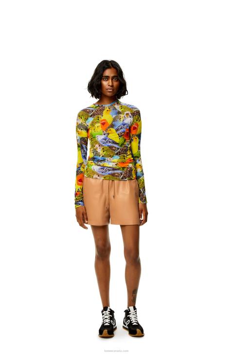 Loewe Shorts in nappa lambskin 688V1123 Women Toffee