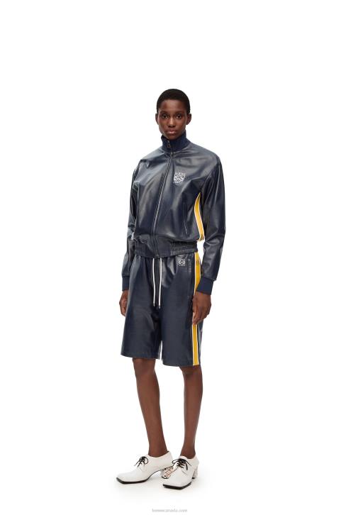 Loewe Tracksuit shorts in nappa 688V1117 Women Navy/Yellow