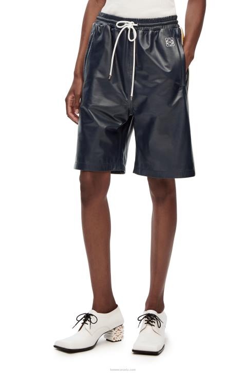 Loewe Tracksuit shorts in nappa 688V1117 Women Navy/Yellow
