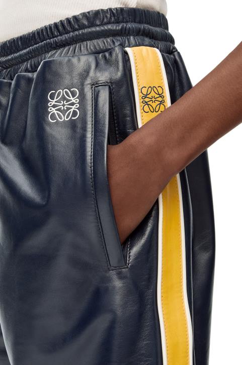 Loewe Tracksuit shorts in nappa 688V1117 Women Navy/Yellow