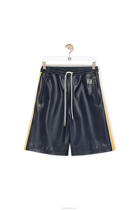 Loewe Tracksuit shorts in nappa 688V1117 Women Navy/Yellow