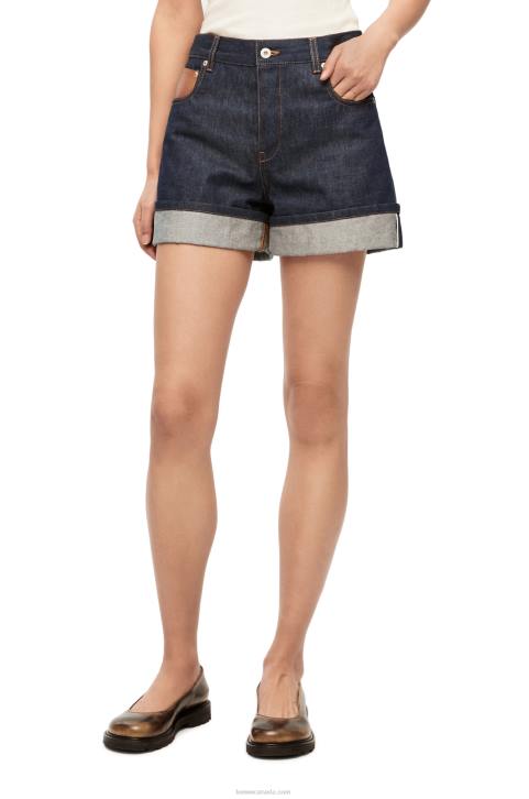 Loewe Turn-up shorts in denim 688V1165 Women Raw Denim