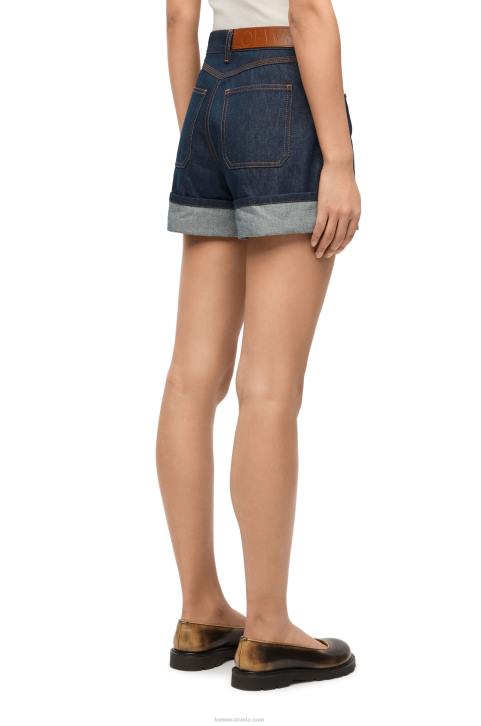 Loewe Turn-up shorts in denim 688V1165 Women Raw Denim