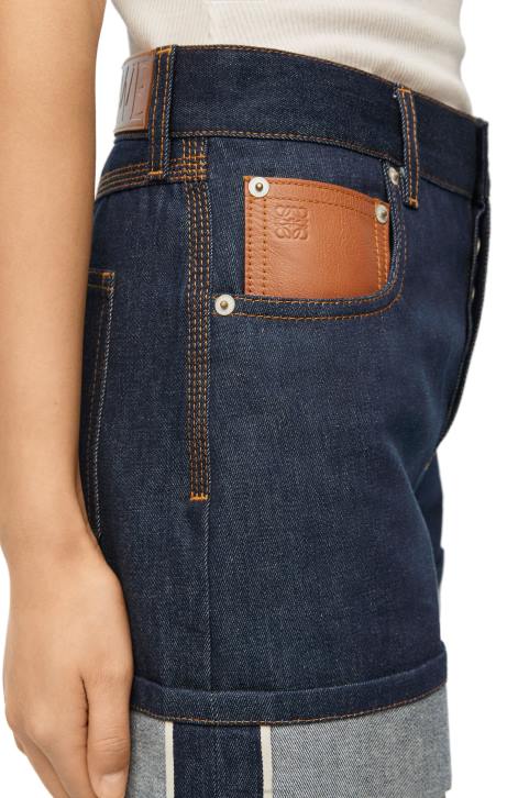 Loewe Turn-up shorts in denim 688V1165 Women Raw Denim