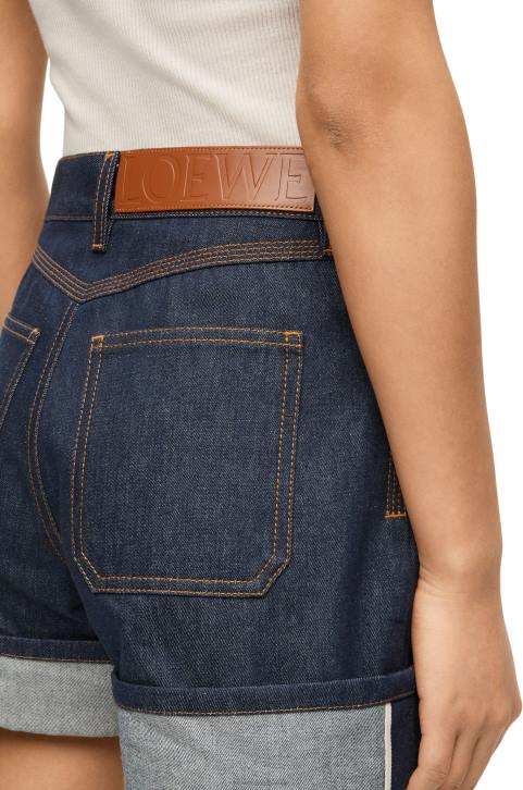 Loewe Turn-up shorts in denim 688V1165 Women Raw Denim