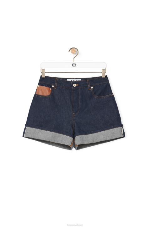 Loewe Turn-up shorts in denim 688V1165 Women Raw Denim