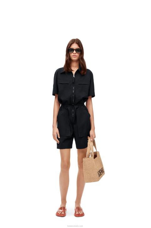 Loewe Workwear playsuit in cotton 688V1104 Women Black