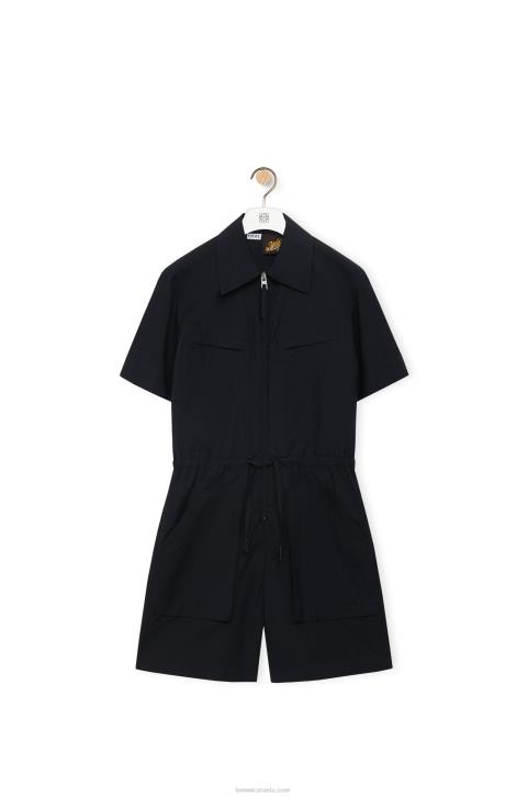 Loewe Workwear playsuit in cotton 688V1104 Women Black