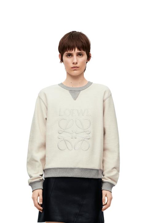 Loewe Anagram regular fit sweatshirt in cotton 688V825 Women Grey Melange