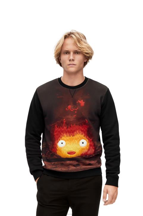 Loewe Calcifer sweatshirt in cotton 688V843 Women Black/Multicolor