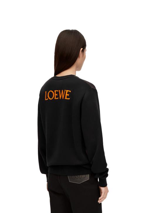 Loewe Calcifer sweatshirt in cotton 688V843 Women Black/Multicolor