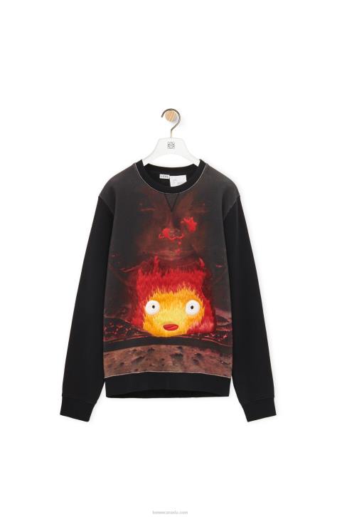 Loewe Calcifer sweatshirt in cotton 688V843 Women Black/Multicolor