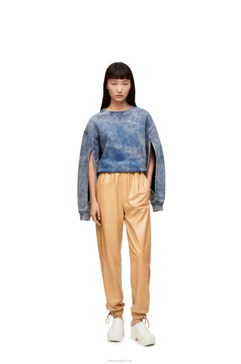 Loewe Elongated sweatshirt in cotton fleece 688V803 Women Washed Denim