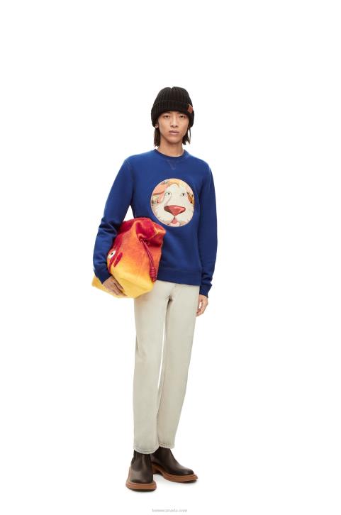 Loewe Heen sweatshirt in cotton 688V841 Women Indigo Blue