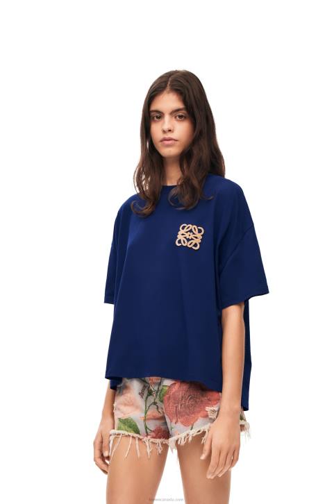 Loewe Anagram craft T-shirt in cotton 688V794 Women Indigo Blue