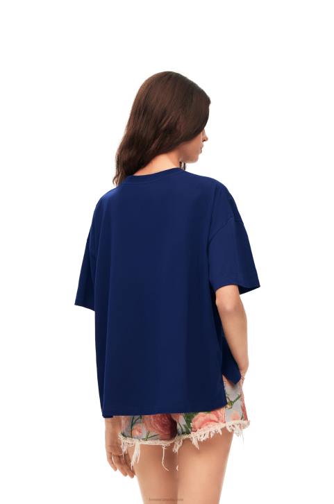 Loewe Anagram craft T-shirt in cotton 688V794 Women Indigo Blue